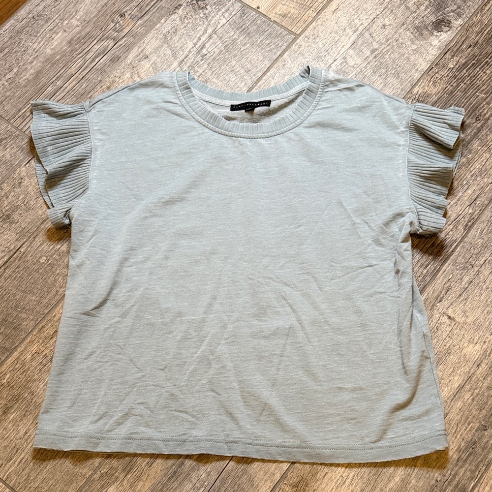 Jane and Delancey Light Green Ruffle Sleeve Top